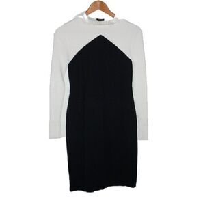 Ann Taylor Long Sleeve Black & White Midi Dress, Medium